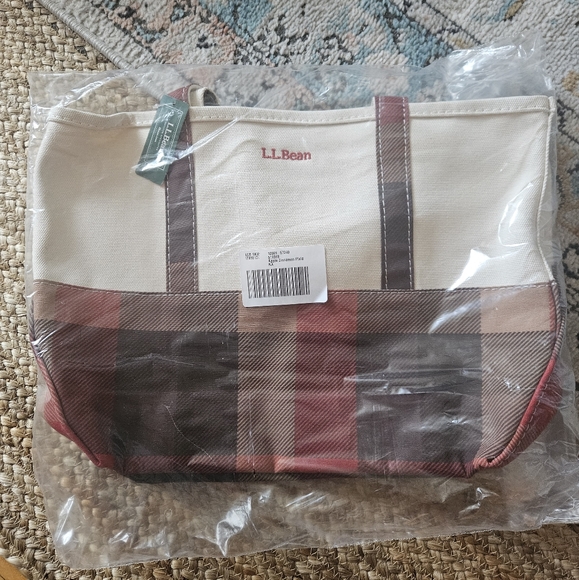BNWT Viral Sold Out LLBean Medium High Bottom Tote in Apple Cinnamon Plaid - Picture 2 of 4